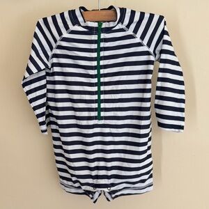Primary Baby One-Piece Rash Guard Swimsuit - Navy Stripe - 6-12 months